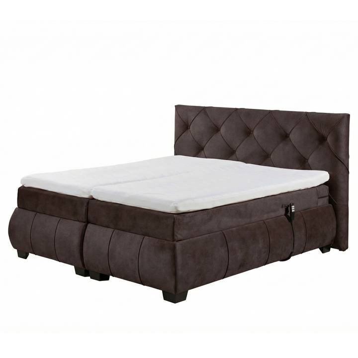 Polohovací postel s matrací a topperem SALENA tmavě hnědá, 160x200 cm 1