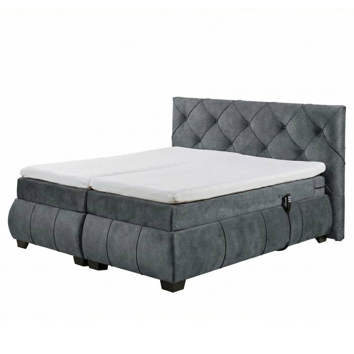 Polohovací postel s matrací a topperem SALENA šedá, 160x200 cm 1