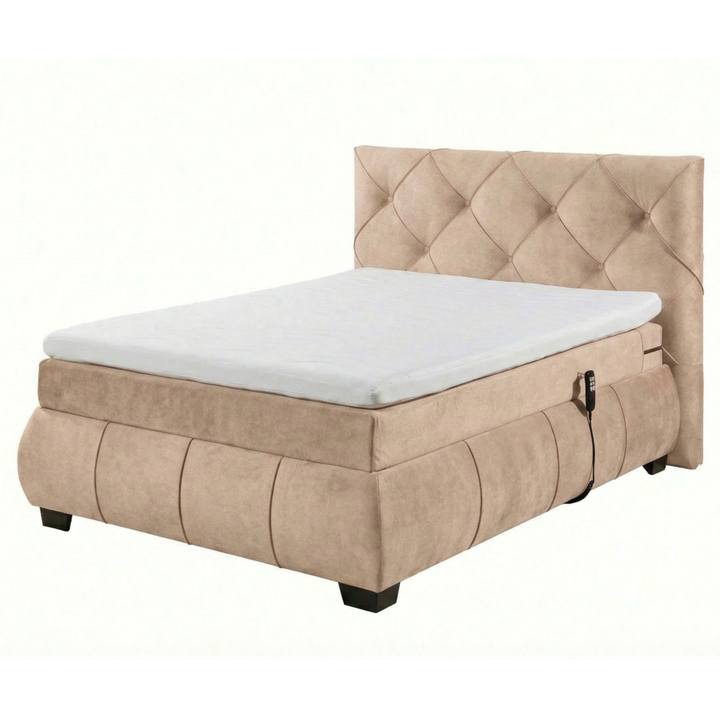 Polohovací postel s matrací a topperem SALENA béžová, 120x200 cm 1