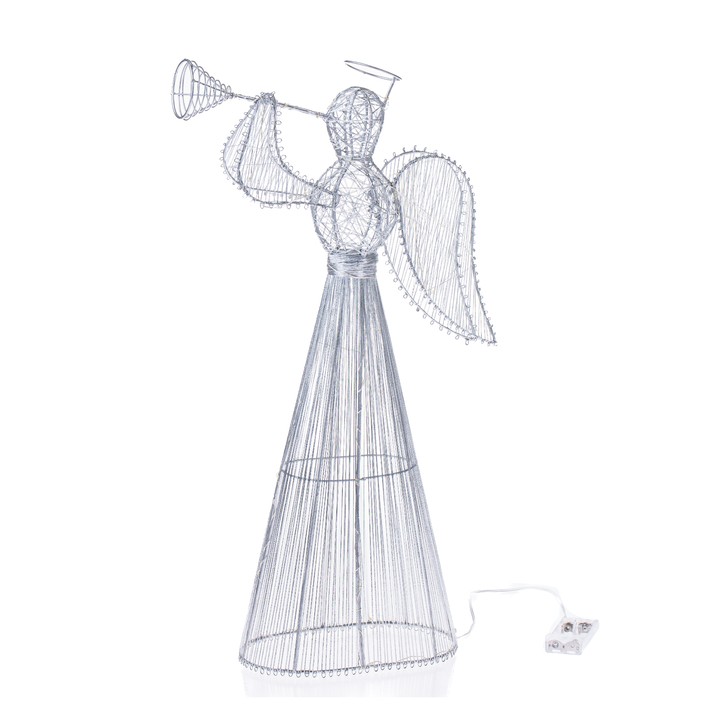 Anděl s LED osvětlením SAMAEL stříbrná, výška 53 cm 1