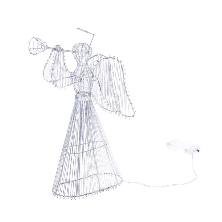 Anděl s LED osvětlením SAMAEL stříbrná, výška 34 cm 1