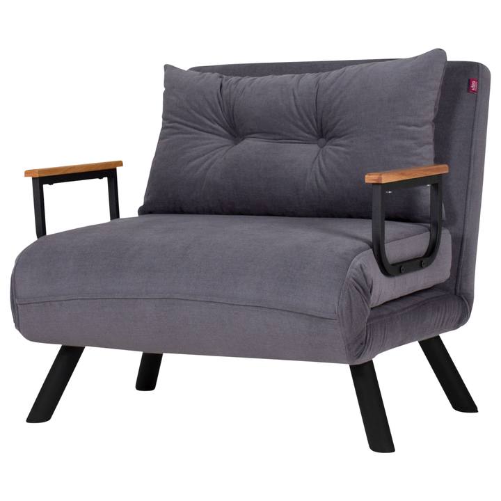 Sconto Rozkládací křeslo SANDO tmavě šedá