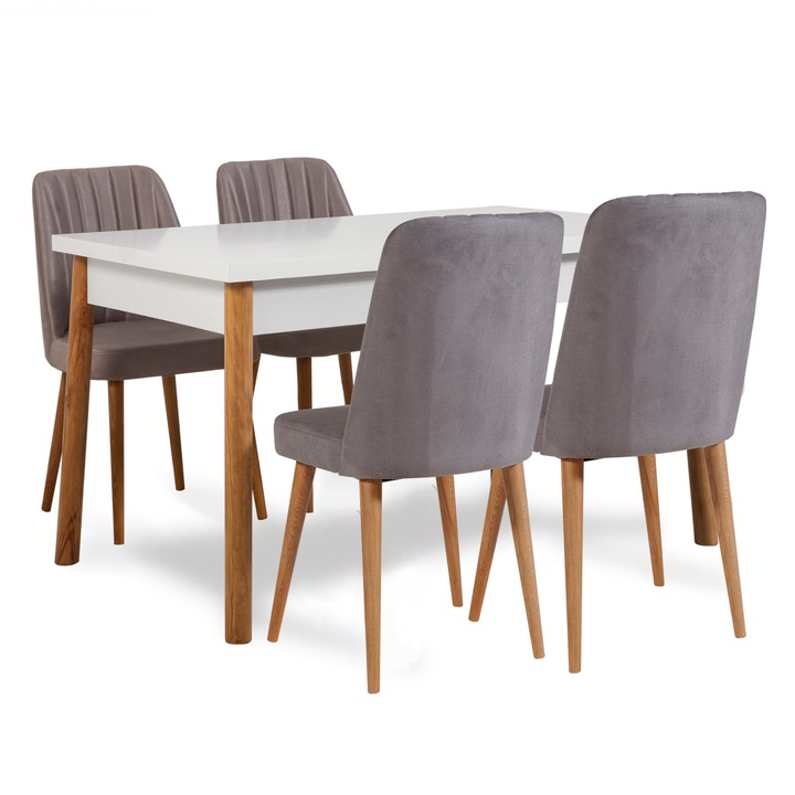 Sconto Jídelní sestava SANTIAGO 2 šedá/borovice atlantic/bílá