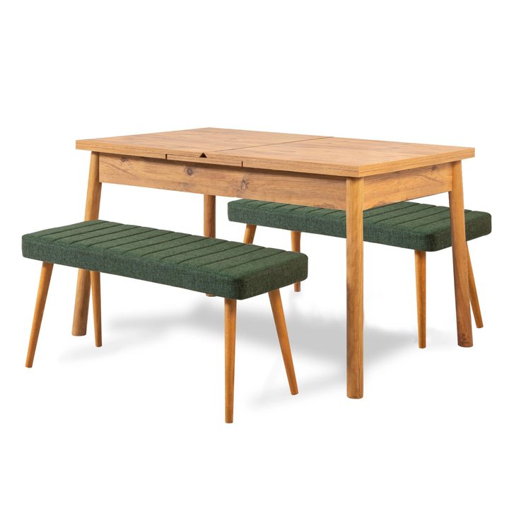 Sconto Jídelní sestava SANTIAGO 3 borovice atlantic/zelená