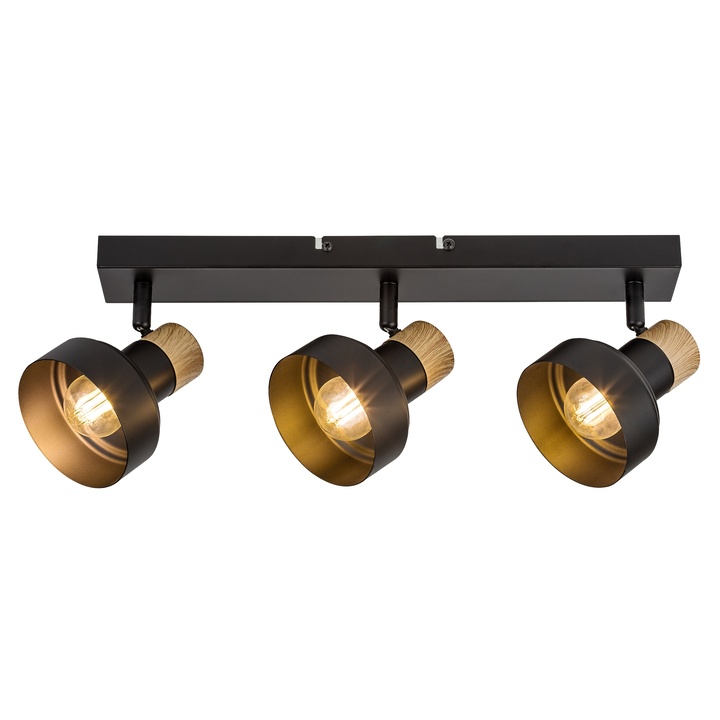 Sconto Bodové svítidlo SASKIA 3 černá/dub