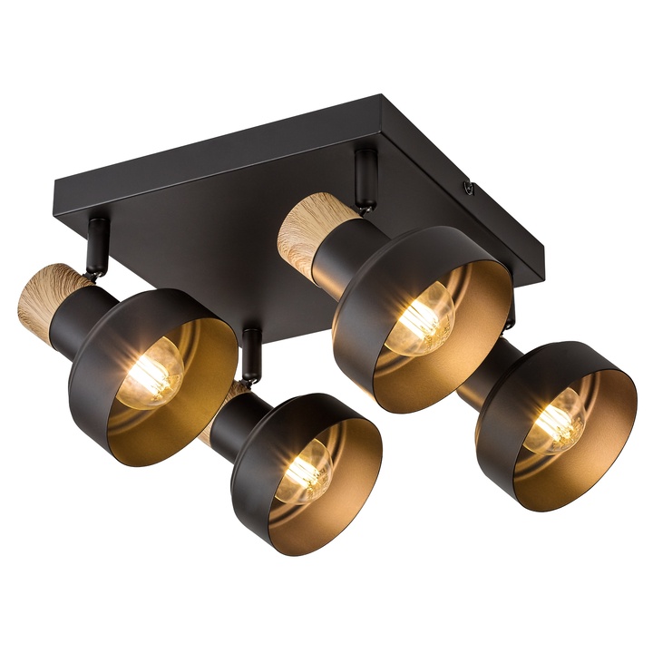 Sconto Bodové svítidlo SASKIA 4 černá/dub