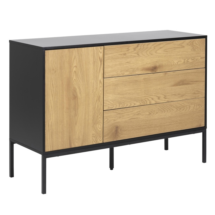 Sconto Komoda SEAFORD 120 matný divoký dub/matná černá