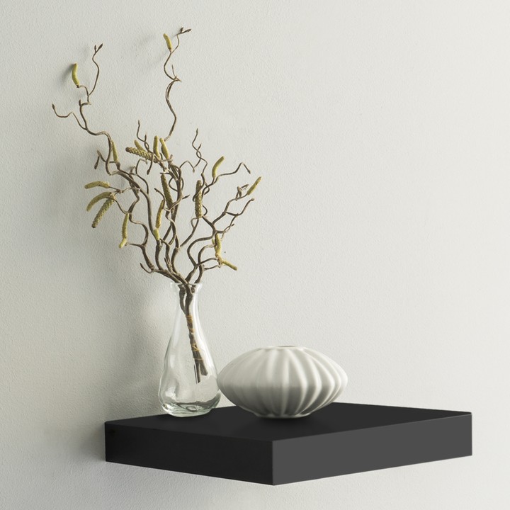 Sconto Nástěnná police SHELVY černá, šířka 24 cm