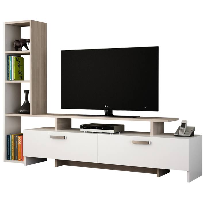 TV stolek SIMAL bílá/dub 1