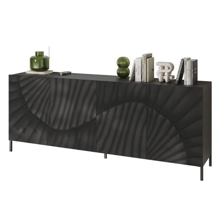 Sconto Komoda SNAKE 4 šedá matná