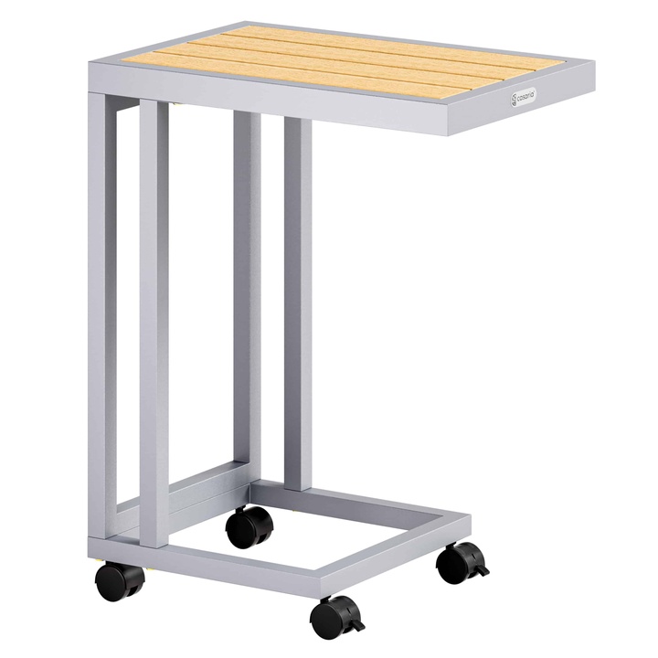 Přístavný stolek SOLED stříbrná/přírodní 1