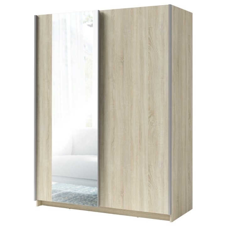 Šatní skříň se zrcadlem  SPLIT dub sonoma, šířka 150 cm 1