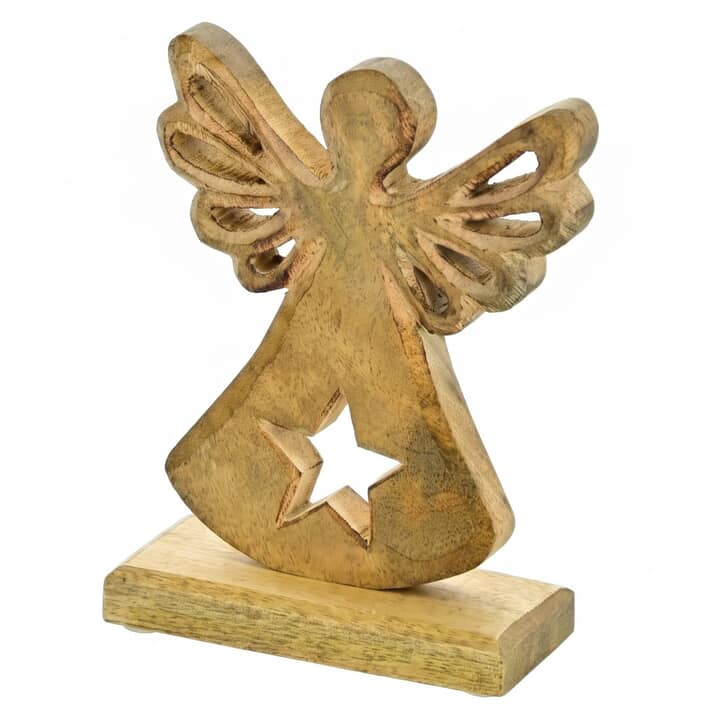 Dekorace anděl STAR dřevo, výška 17 cm 1
