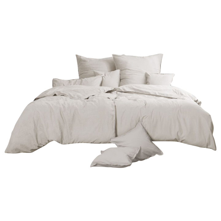 Sconto Povlečení STONEWASHED natur, 2 ks 80x80 a 200x200 cm