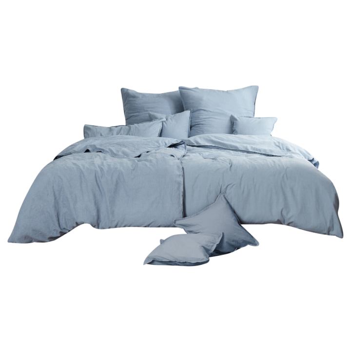 Sconto Povlečení STONEWASHED denim, 2 ks 80x80 a 200x200 cm