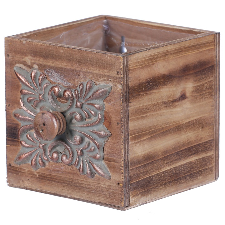 Sconto Obal na květináč ŠUPLÍK dřevo, šířka 12 cm