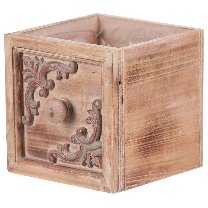 Sconto Obal na květináč ŠUPLÍK dřevo, 13x13 cm