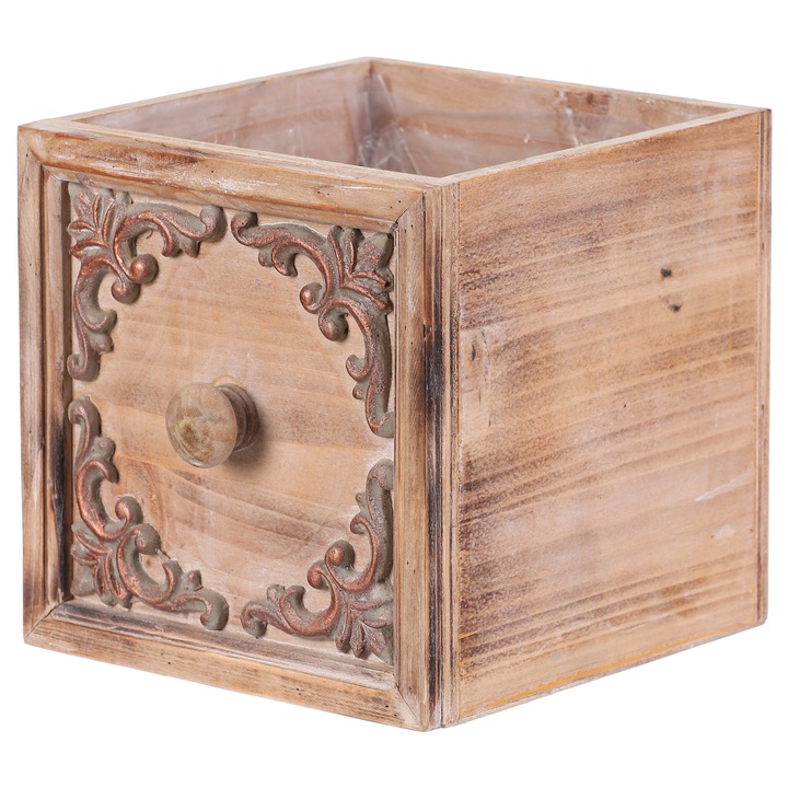 Sconto Obal na květináč ŠUPLÍK dřevo, šířka 17 cm