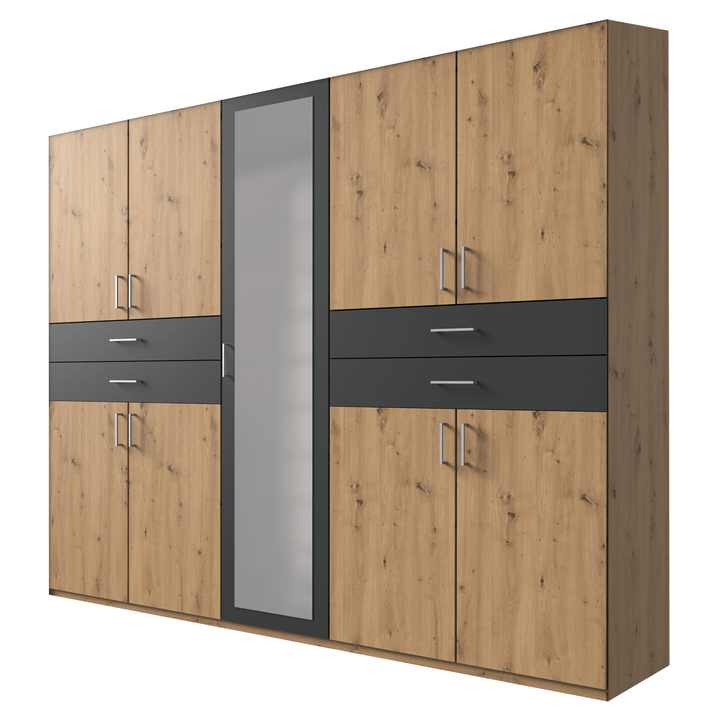 Sconto Šatní skříň se zrcadlem TERENCE dub artisan/grafitová