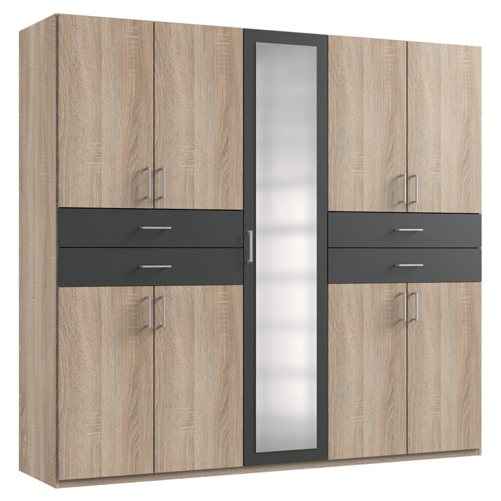 Sconto Šatní skříň se zrcadlem TERENCE dub sonoma/grafitová