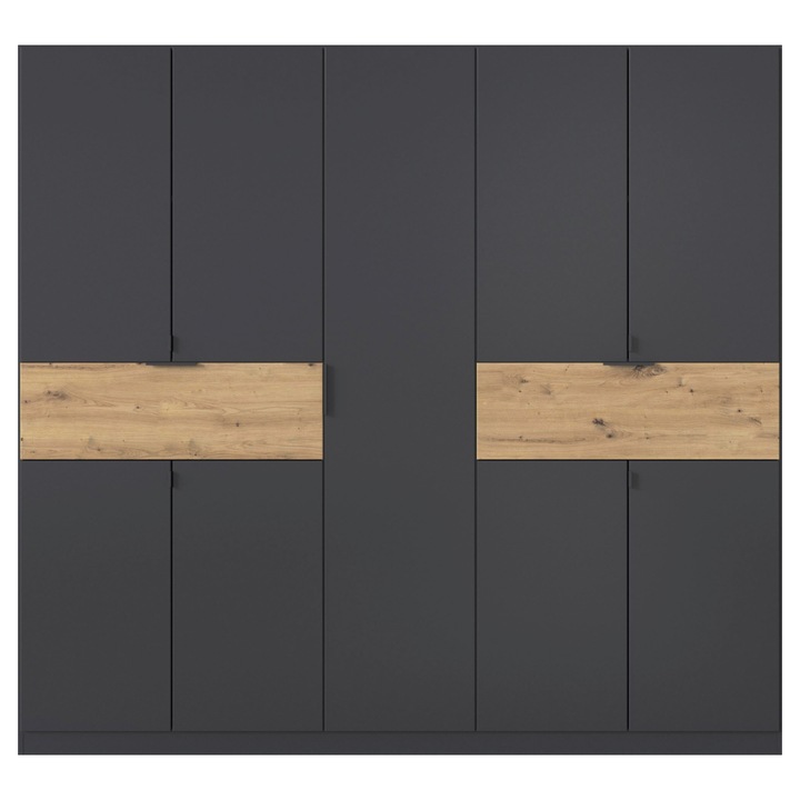 Sconto Šatní skříň TICAO III šedá metalická/dub artisan, šířka 226 cm