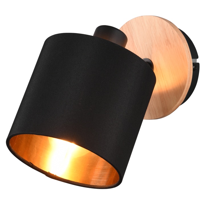 Sconto Bodové svítidlo TOMMY 1 černá/zlatá/přírodní