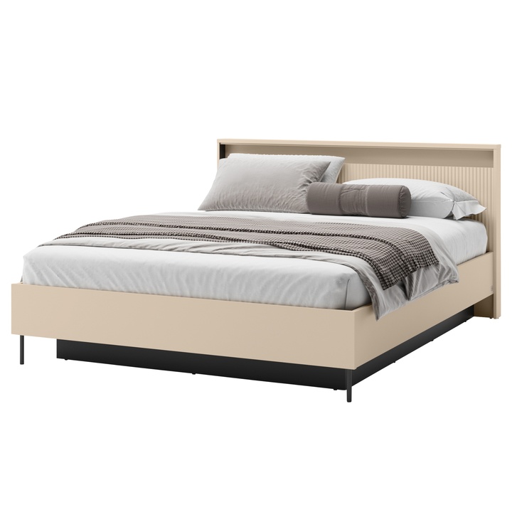 Sconto Postel s roštem TREND písková/černá, 160x200 cm