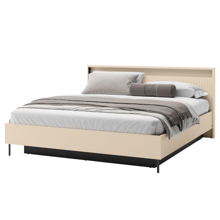 Sconto Postel s roštem TREND písková/černá, 180x200 cm