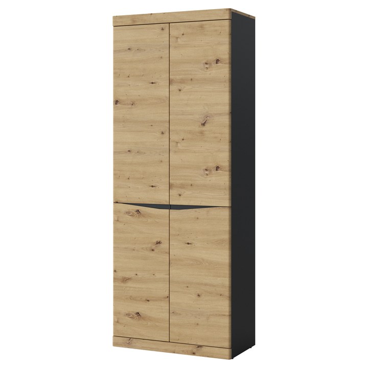 Policová skříň TURINO dub artisan/antracitová, šířka 76 cm 1