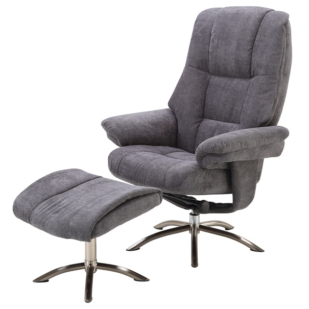 Relaxační křeslo s podnožkou URIEL šedá 1