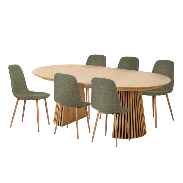 Sconto Jídelní set USOKO 6 dub/zelená