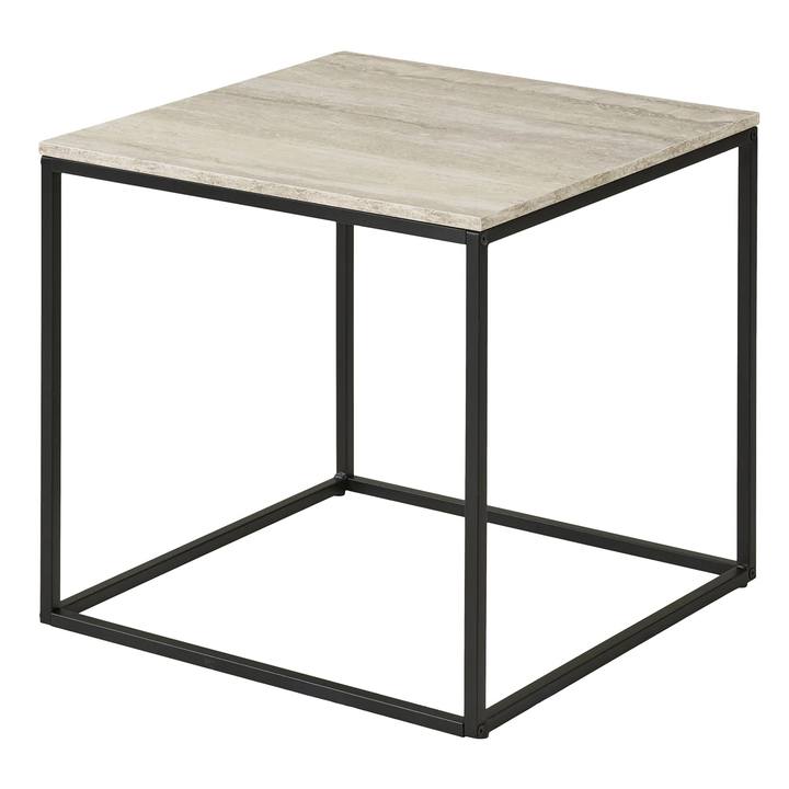 Sconto Přístavný stolek VATO travertin/černá