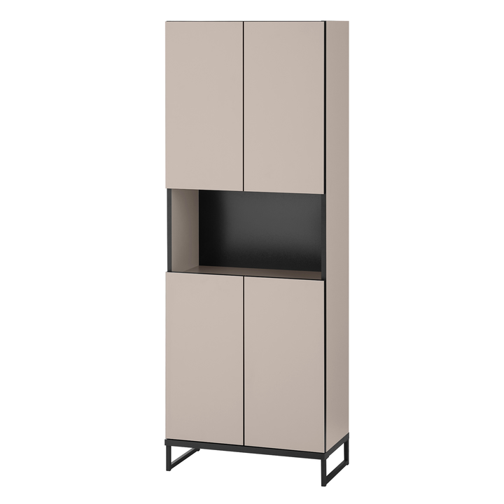 Vysoká koupelnová skříň VEGA 60 kašmírová/černá 1