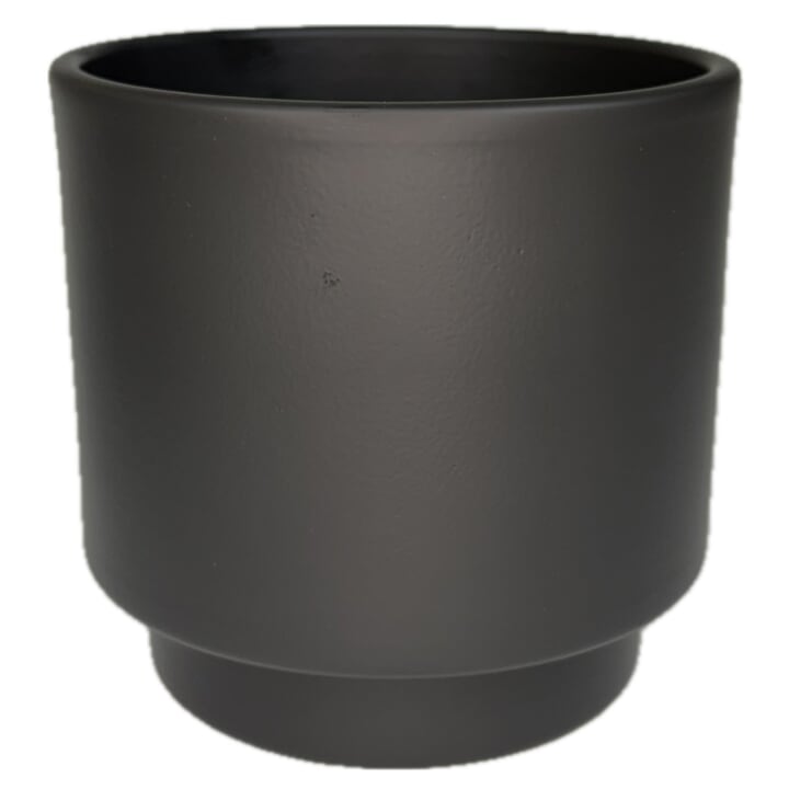 Keramický obal na květináč VERNON antracitová, průměr 11 cm 1
