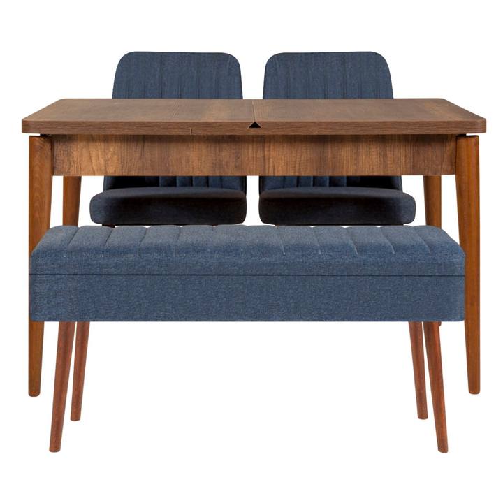 Sconto Jídelní sestava VINA 10 tmavě modrá/ořech