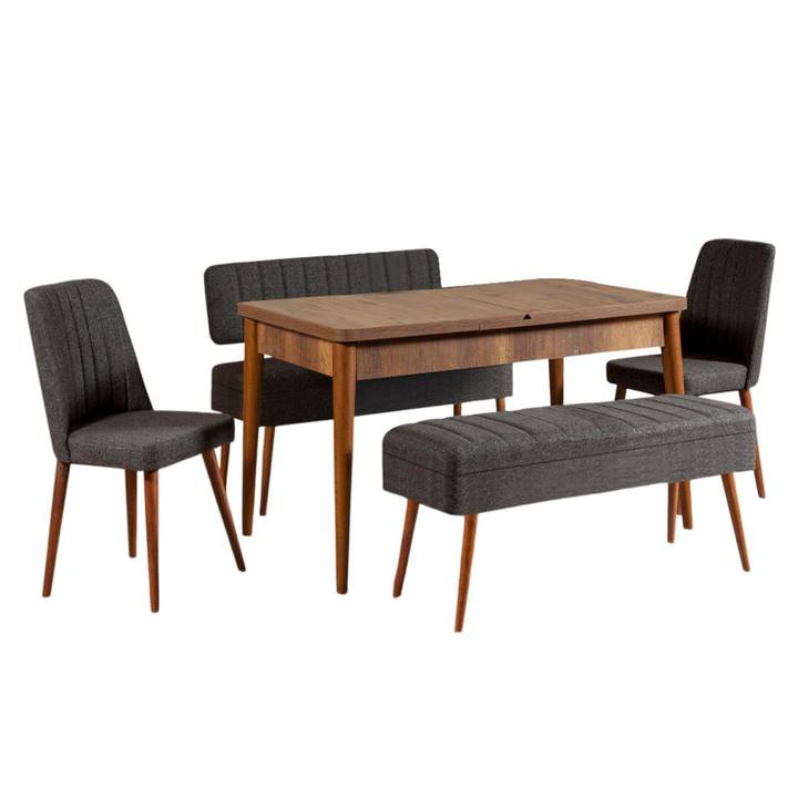 Sconto Jídelní sestava VINA 12 antracitová/ořech