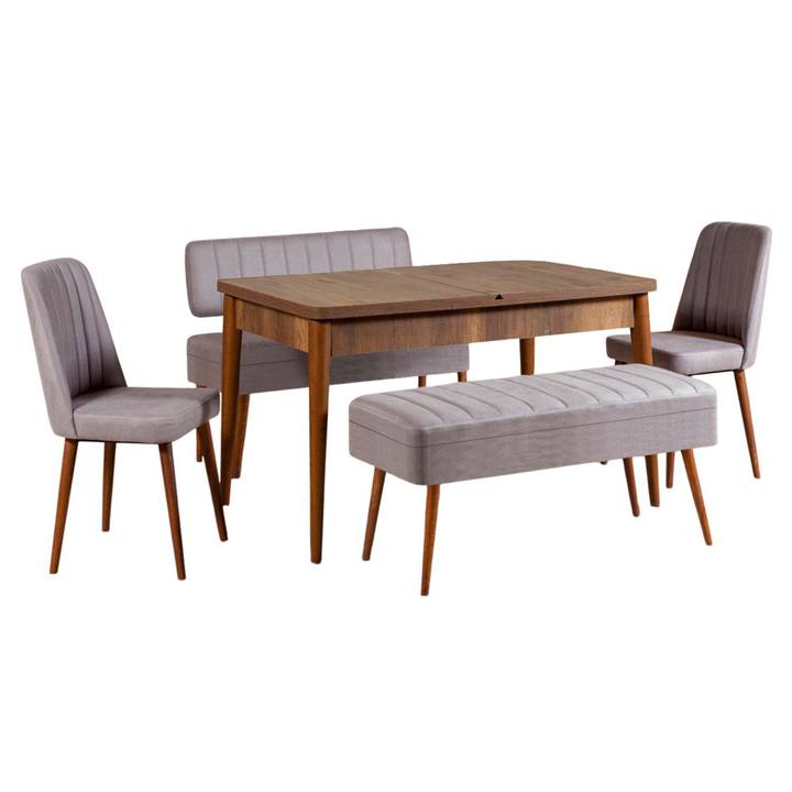 Sconto Jídelní sestava VINA 13 šedá/ořech