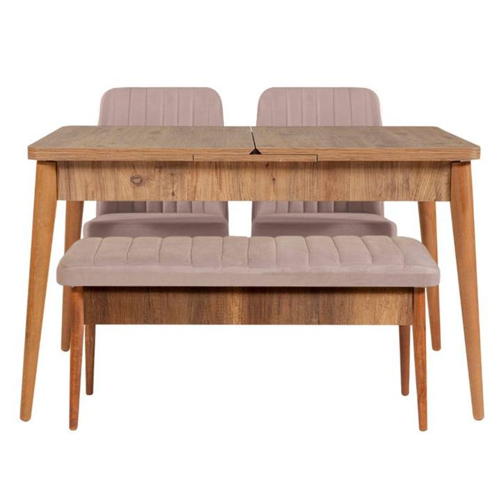 Sconto Jídelní sestava VINA 7 světle hnědá/ořech