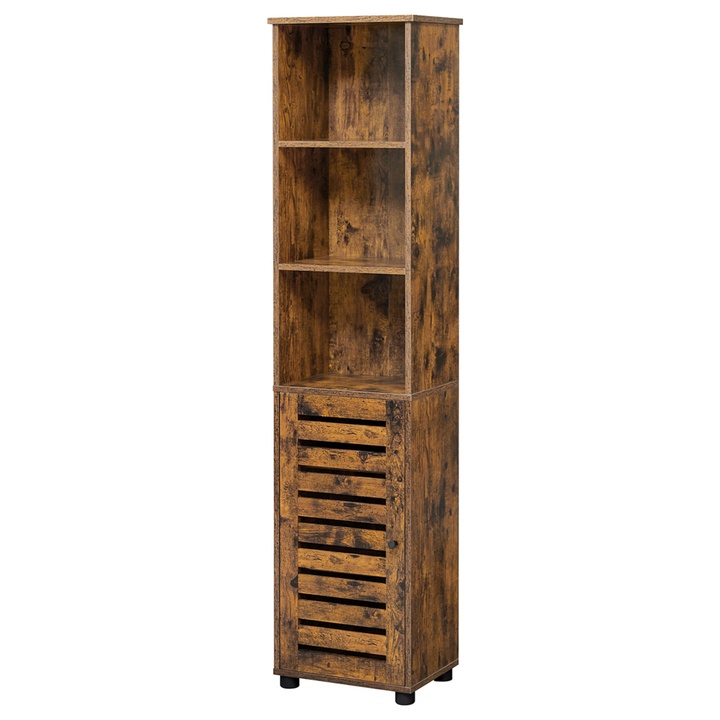 Sconto Vysoká koupelnová skříňka VINTAGE 1 rustikální hnědá