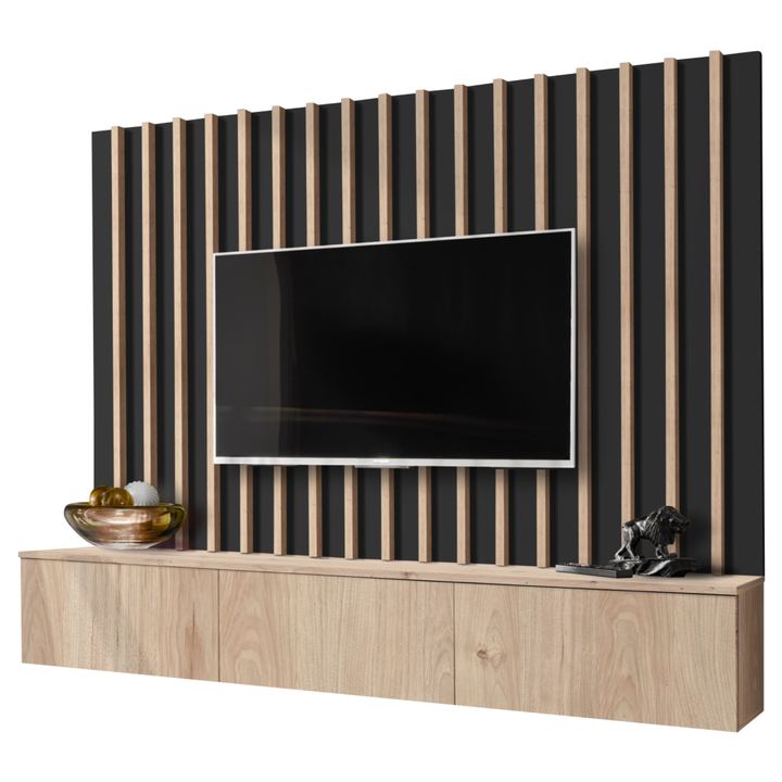 Sconto Obývací stěna  VIRTA II černá/dub artisan