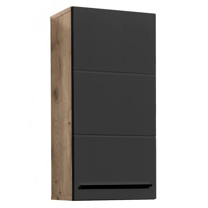 Sconto Závěsná koupelnová skříňka VISTA dub viking/matná černá