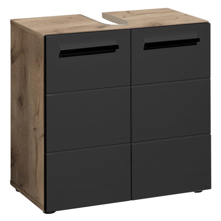 Sconto Skříňka pod umyvadlo VISTA dub viking/matná černá