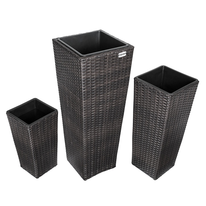 Vysoký obal na květiny WICKER hnědá, 3 ks 1