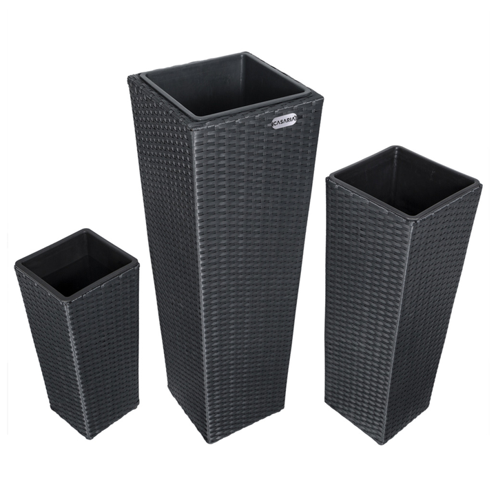 Vysoký obal na květiny WICKER černá, 3 ks 1