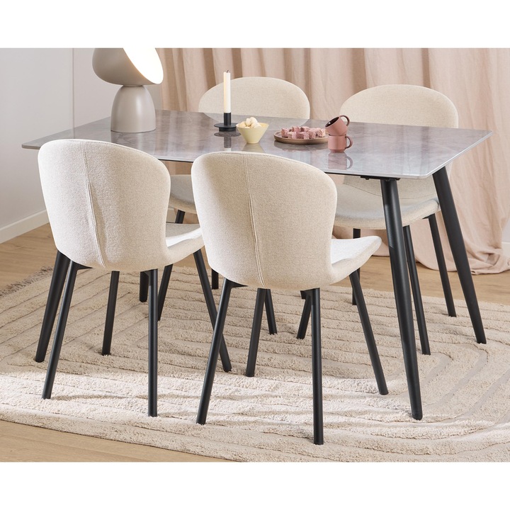 Sconto Jídelní sestava WICKLOW III šedá/béžová/matná černá