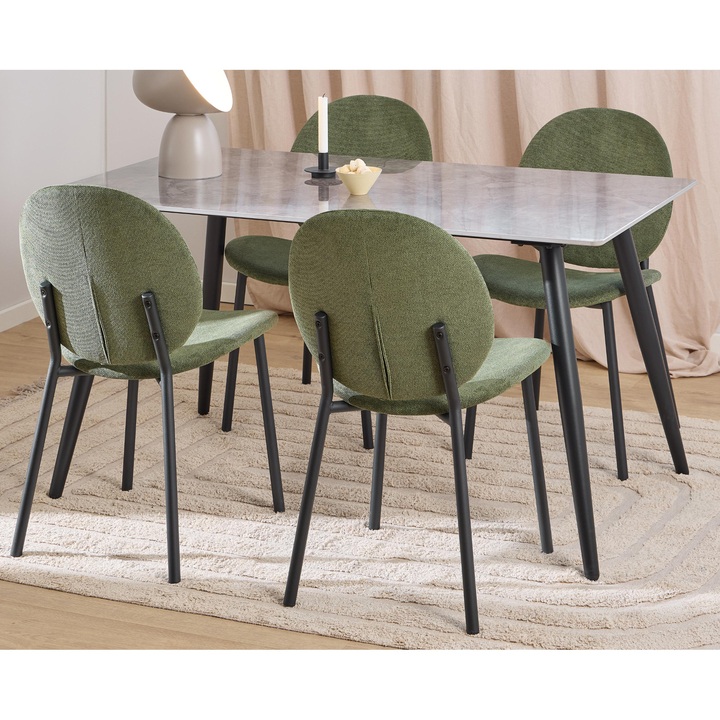 Sconto Jídelní sestava WICKLOW V zelená/šedá/matná černá