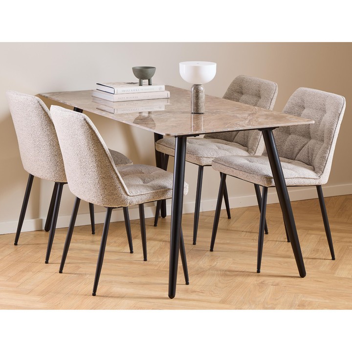 Sconto Jídelní sestava WICKLOW hnědá/béžová/matná černá