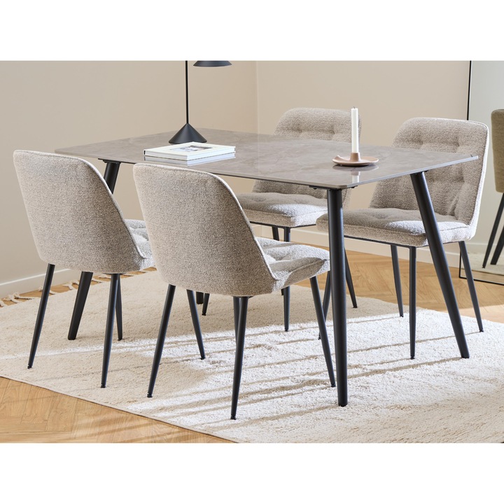 Sconto Jídelní sestava WICKLOW šedá/béžová/matná černá