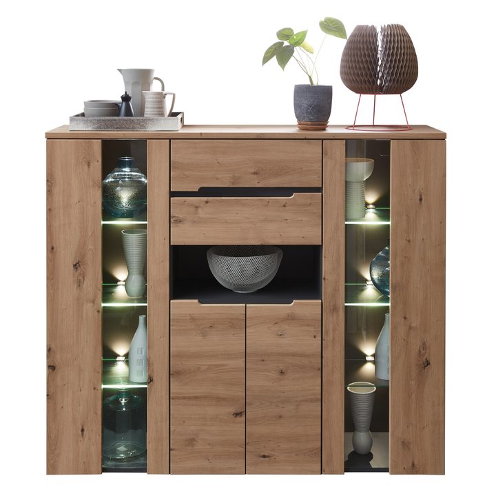 Sconto Komoda WIGA II grafitová/dub artisan