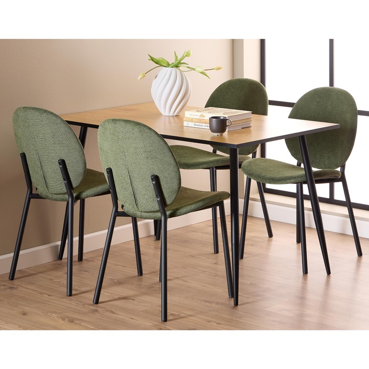 Sconto Jídelní sestava WILMA 120 zelená/dub/matná černá
